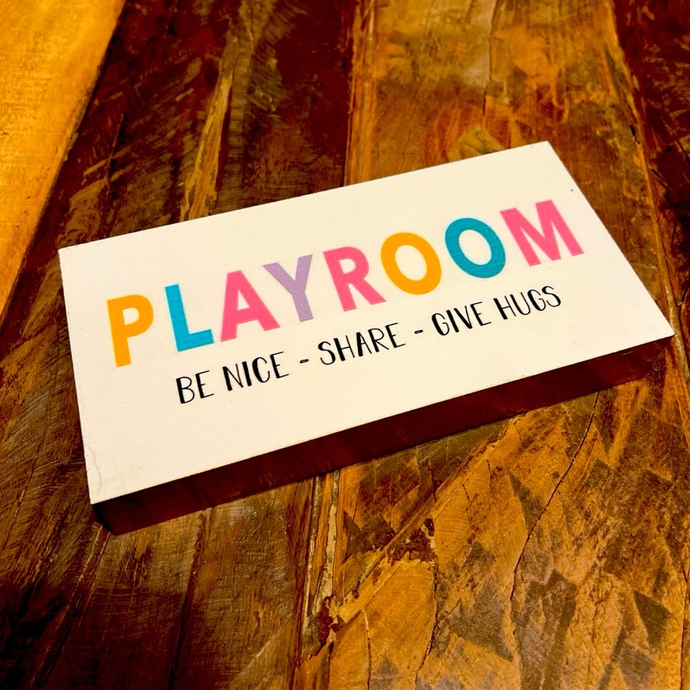 PLAYROOM Sign, Moon & Stars Wooden Plaque, Kids Room Decor